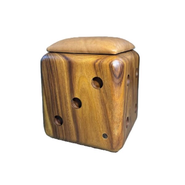 Dado con Cojin XL Madera Solida y Cuero